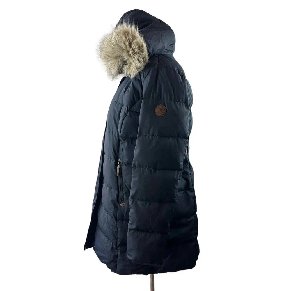 *Flaw Lauren Ralph Lauren Faux Fur Down Coat Black Faux Leather Trim Sherpa XXL - Picture 5 of 16